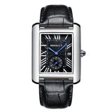 Luxury Brand Square Men WristWatches Unique Design Rose Gold Calendar Stop Watch Genuine Leather Quartz Business Watch for Man