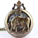Retro Bronze Wolf Hollow Design Quartz Pocket Watch Mens Women Necklace Pendant FOB Chain Steampunk Pocket Watches Dropshipping