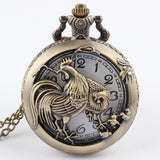 Retro Bronze Wolf Hollow Design Quartz Pocket Watch Mens Women Necklace Pendant FOB Chain Steampunk Pocket Watches Dropshipping