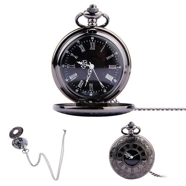 Fob Pocket Watch Vintage Roman Numerals Quartz Watch Clock with Chain Antique Jewelry Pendant Necklace Gifts Relogio Masculino