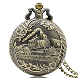 Retro Silver Pocket Watch Train with Flower Relogio De Bolso Quartz Watch with Necklace Chain P456