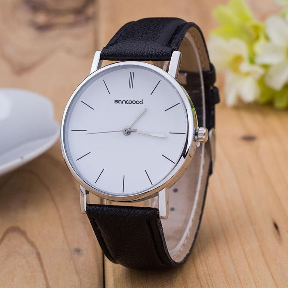 Men Women Faux Leather Analog Stainless Steel Quartz Wrist Watches Gift 2018NEW