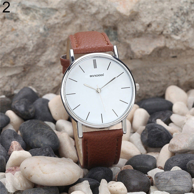Men Women Faux Leather Analog Stainless Steel Quartz Wrist Watches Gift 2018NEW