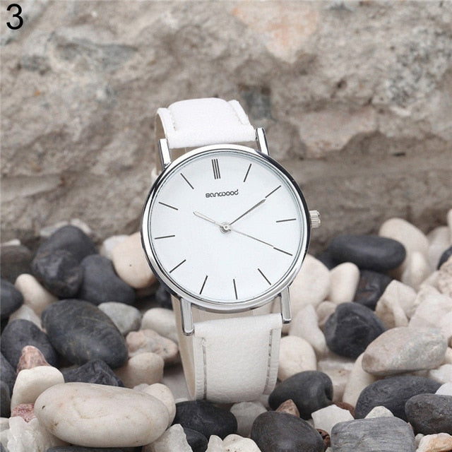 Men Women Faux Leather Analog Stainless Steel Quartz Wrist Watches Gift 2018NEW