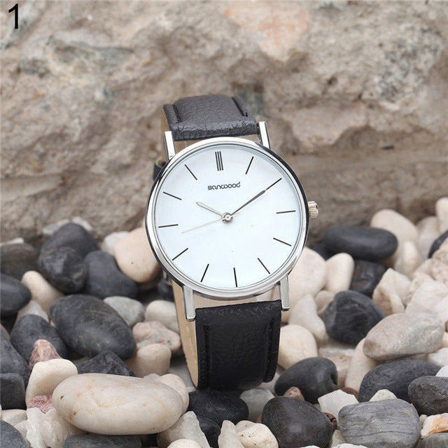 Men Women Faux Leather Analog Stainless Steel Quartz Wrist Watches Gift 2018NEW