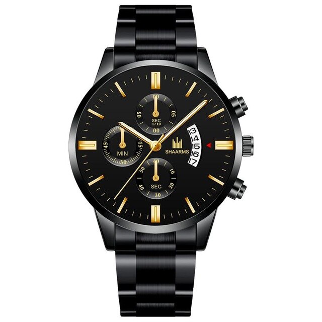 Luxury Men Gold Watch Business Relogio Masculino Stainless Steel Band Quartz Watches Male Man Fashion Date Wristwatch