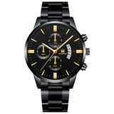 Luxury Men Gold Watch Business Relogio Masculino Stainless Steel Band Quartz Watches Male Man Fashion Date Wristwatch
