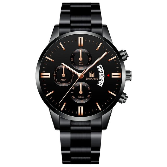 Luxury Men Gold Watch Business Relogio Masculino Stainless Steel Band Quartz Watches Male Man Fashion Date Wristwatch