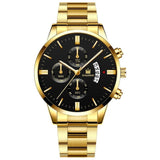 Luxury Men Gold Watch Business Relogio Masculino Stainless Steel Band Quartz Watches Male Man Fashion Date Wristwatch