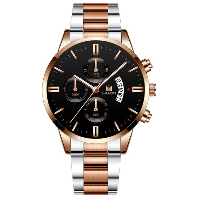 Luxury Men Gold Watch Business Relogio Masculino Stainless Steel Band Quartz Watches Male Man Fashion Date Wristwatch