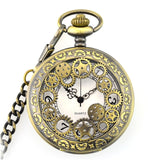 Retro Gold Fashion Hollow Gear Steampunk Quartz Pocket Watch Stainless Steel Pendant For Men Women
