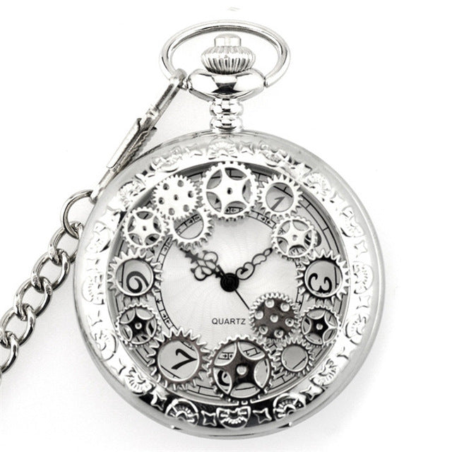 Retro Gold Fashion Hollow Gear Steampunk Quartz Pocket Watch Stainless Steel Pendant For Men Women