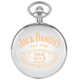 Jack Daniel's Old Time Laser Engraved Design Quartz Pocket Watch Silver Retro Pendant Steampunk Watch Gifts for Men Women reloj