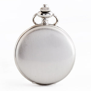 Retro Smooth Men Black Pocket Watch Silver Polish Quartz Fob Pocket Watches Pendant with Chain