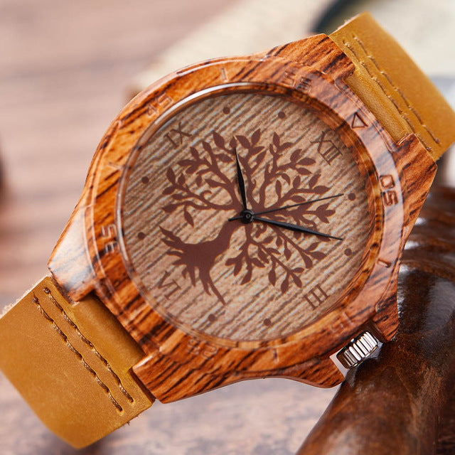 Imitation Wood Watch Men Women Quartz Imitate Wooden Watch Ostrich Deer Man Wristwatch Soft Leather Band Male Wrist Clock Reloj