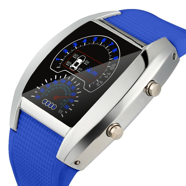 2019 LED watch Men's Fashion Digital Watch Light Flash Turbo Speedometer Sports Car Dial Meter Watch Running relogio digital