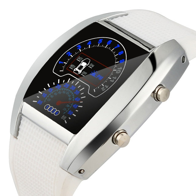 2019 LED watch Men's Fashion Digital Watch Light Flash Turbo Speedometer Sports Car Dial Meter Watch Running relogio digital
