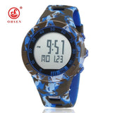 OHSEN Digital LED outdoor Sports Watches men women Stopwatch 50M Waterproof Red fashion silicone watch clocks relogio masculino