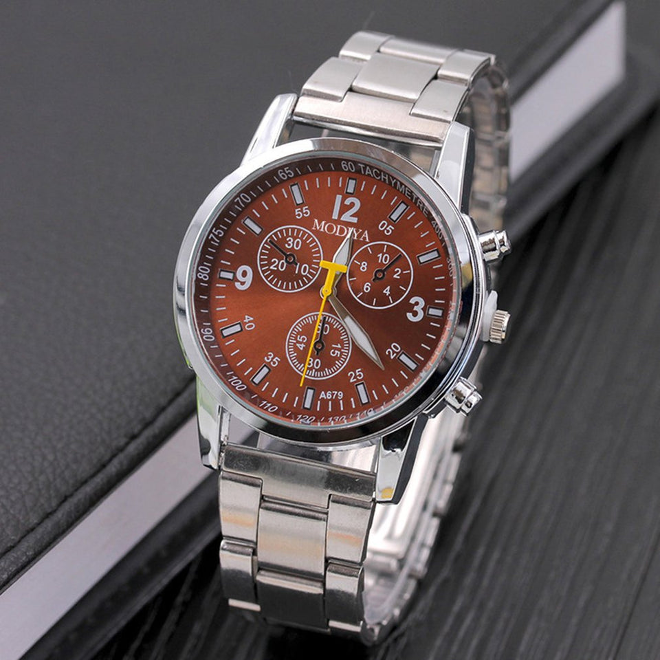 Metal Surface Steel Strip Fashion Casual Luxury Analog Quartz Watch Mens Watch with High Precision Gift Present GD025