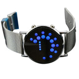 Men Women LED Round Watch Mirror Blue Circles Stainless Steel Illuminated creative design Watch 2019 femme gift reloj mujer Q