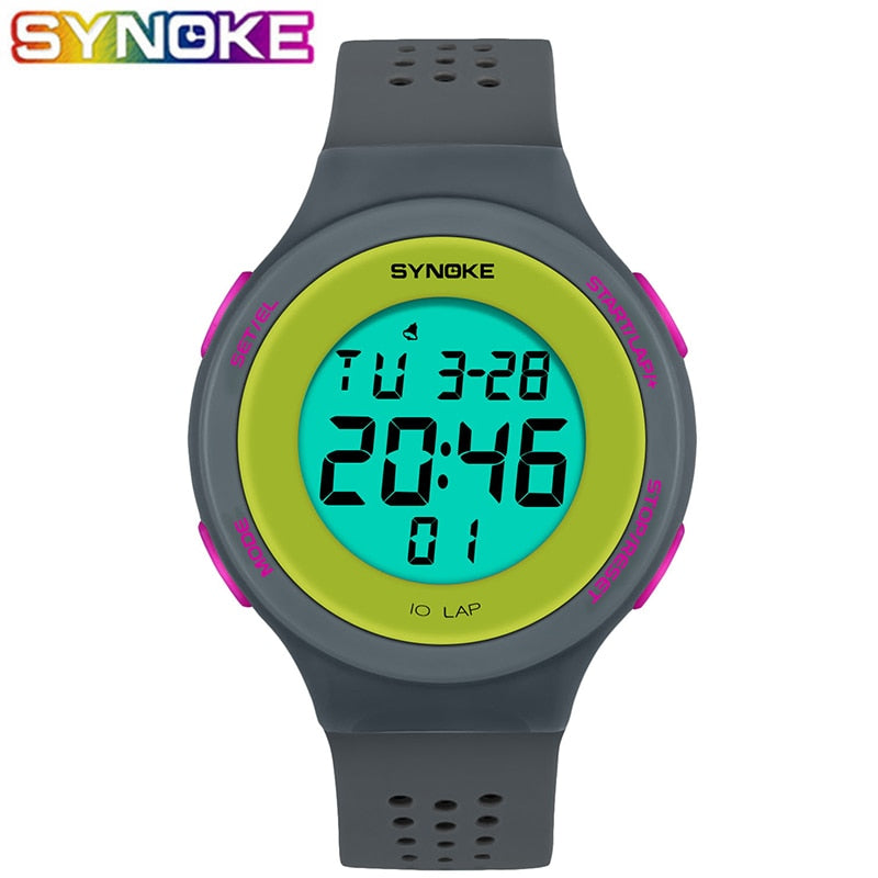 SYNOKE Ultrathin Unisex Electronic LED Digital Sports Waterproof Women Men Watch Mens Dive 50m Military Sports Watches reloj