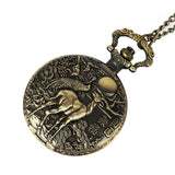 New Fashion Antique Bronze Steampunk Pocket Watch Animal Milu Deer Quartz Mechanical Watch Pendant Necklace Chain