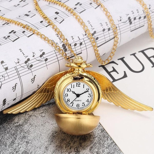Gorben Slytherin Snake Steampunk Quartz Pocket Watch  Hogwart Silver Golden Snitch Chain Pendant Women Gift