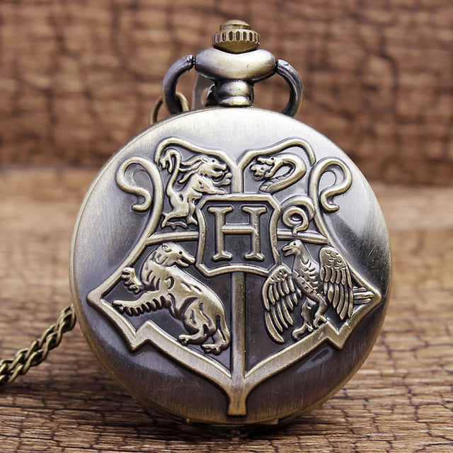 Gorben Slytherin Snake Steampunk Quartz Pocket Watch  Hogwart Silver Golden Snitch Chain Pendant Women Gift
