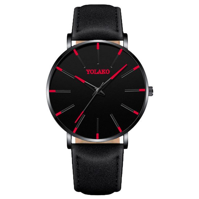 Men Watches New Trendy Blue Dial Simple Quartz Casual Leather Strap Wristwatch Ultra Thin Clock Business Relogio Masculion