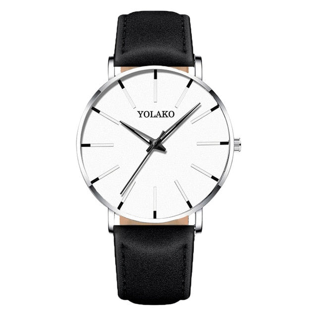 Men Watches New Trendy Blue Dial Simple Quartz Casual Leather Strap Wristwatch Ultra Thin Clock Business Relogio Masculion