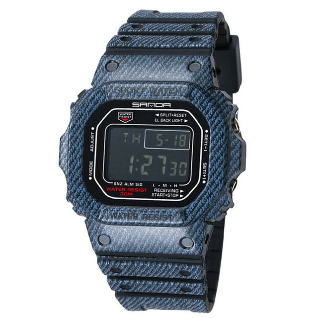 Sanda Sports Led Electronic Digital Watch Waterproof Hand Expression Watch