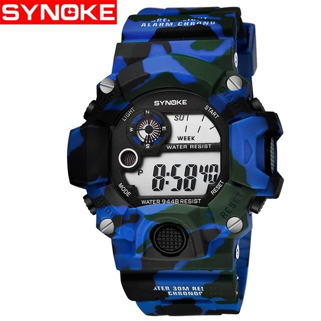 SYNOKE Relogio Masculino Military Multi Function Sports Watches Color Alarm LED Digital Dual Movement WristWatch Back Light