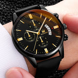 Relogio Masculino watches men fashion Sport box stainless steel leather strap watch Quartz business wristwatch Reloj Hombre 2019