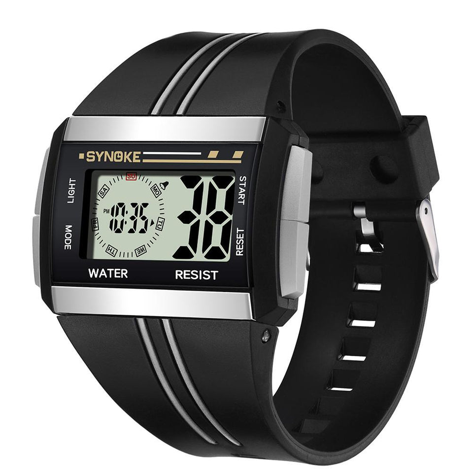 Wonderful Men Rectangle Luminous Backlight Sports Stopwatch Date Alarm Digital Wrist Watch