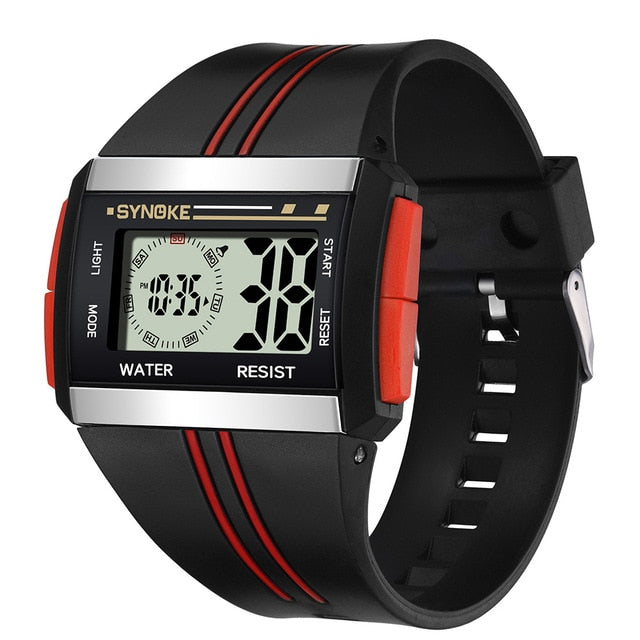 Wonderful Men Rectangle Luminous Backlight Sports Stopwatch Date Alarm Digital Wrist Watch