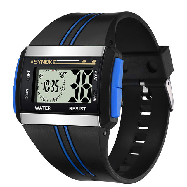 Wonderful Men Rectangle Luminous Backlight Sports Stopwatch Date Alarm Digital Wrist Watch