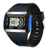 Wonderful Men Rectangle Luminous Backlight Sports Stopwatch Date Alarm Digital Wrist Watch