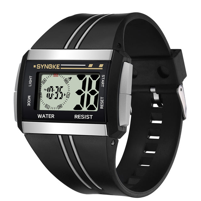 Wonderful Men Rectangle Luminous Backlight Sports Stopwatch Date Alarm Digital Wrist Watch