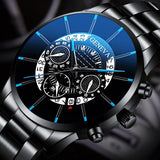 2020 Fashion Mens Watch Quartz Classic Black Wristwatch Steel Belt Luxury Calendar Business Watch Herren Uhren Gifts for Men