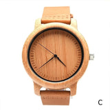 1pc Bamboo Wood Watch New Leather Wooden Men's Watch Handmade Bamboo Novel Fashion Bangle Quartz Wrist Watch Reloj Hombre