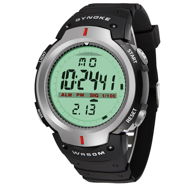 SYNOKE Military Men Wristwatch Outdoor Sports LED Electronic Watch Fashion Digital Wrist Watches Alarm Clock Waterproof Watch