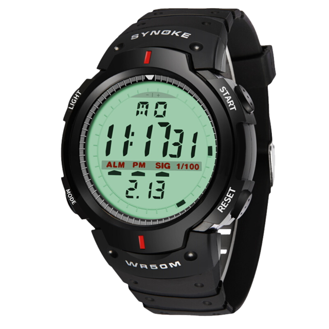 SYNOKE Military Men Wristwatch Outdoor Sports LED Electronic Watch Fashion Digital Wrist Watches Alarm Clock Waterproof Watch