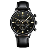 CUENA Men Watches Fashion Luxury Sport Men's Stainless Steel Case Leather Band Quartz Analog Wrist Watch Relogio Masculino