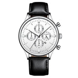 CUENA Men Watches Fashion Luxury Sport Men's Stainless Steel Case Leather Band Quartz Analog Wrist Watch Relogio Masculino