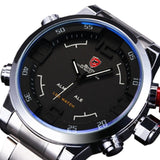 Gulper SHARK Sport Watch Brand Mens Black Luxury Full Steel Band Digital Calendar Wristwatches Quartz Relogio Masculino /SH103
