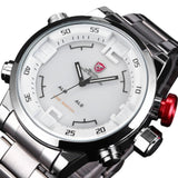 Gulper SHARK Sport Watch Brand Mens Black Luxury Full Steel Band Digital Calendar Wristwatches Quartz Relogio Masculino /SH103