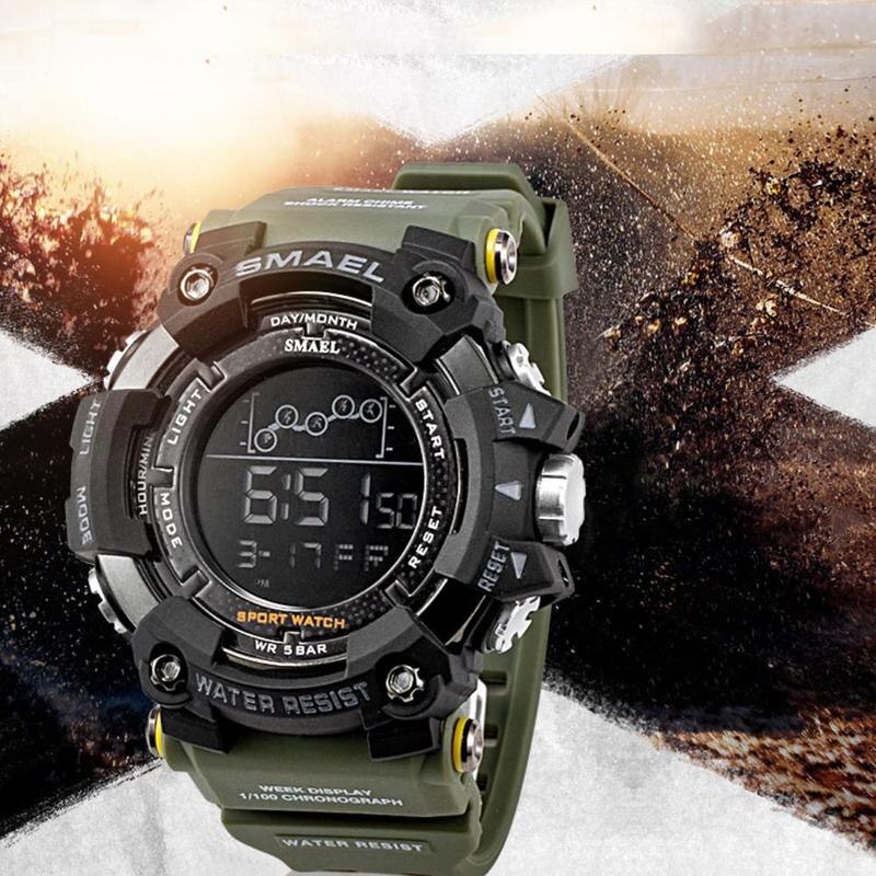2019 Smael Single Display Multi-function Electronic Sports Waterproof Student Table Calendar Week Night Light Watch Men Watches