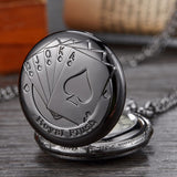 Royal Flush Poker Card Quartz Pocket Watch Small Sliver Size Fob Watches Necklace Pendant for Men Bronze Kids Children Clock