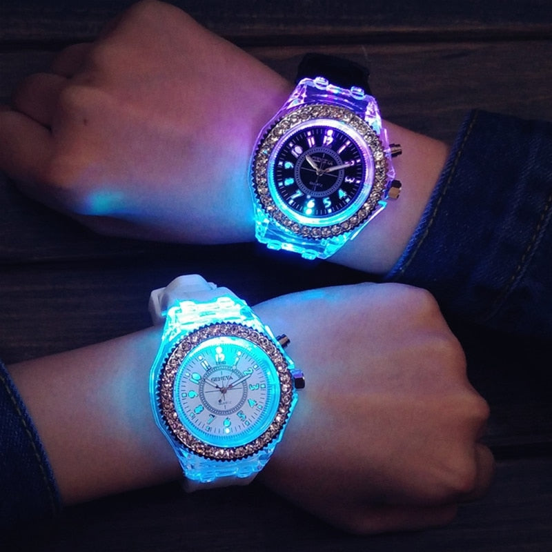Unisex watch 7 color light Led Sport watch Reloj Deportivo Hombre luminous colorful zegarek elektroniczny Christmas Gift