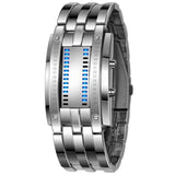 Binary Watch Men\'s Women Black Stainless Steel Date Digital LED Bracelet Sport Watches